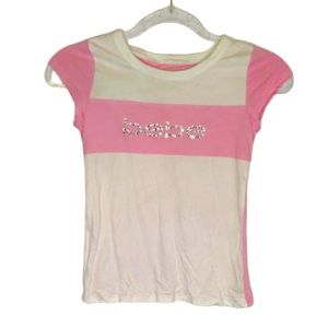 White and Pink Bedazzled Bebe Top